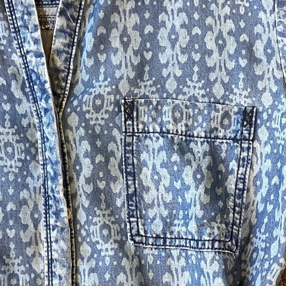 Anthropologie Holding Horses Ikat Blue Chambray Shirt Sz 8(XS) #304C - Picture 8 of 10